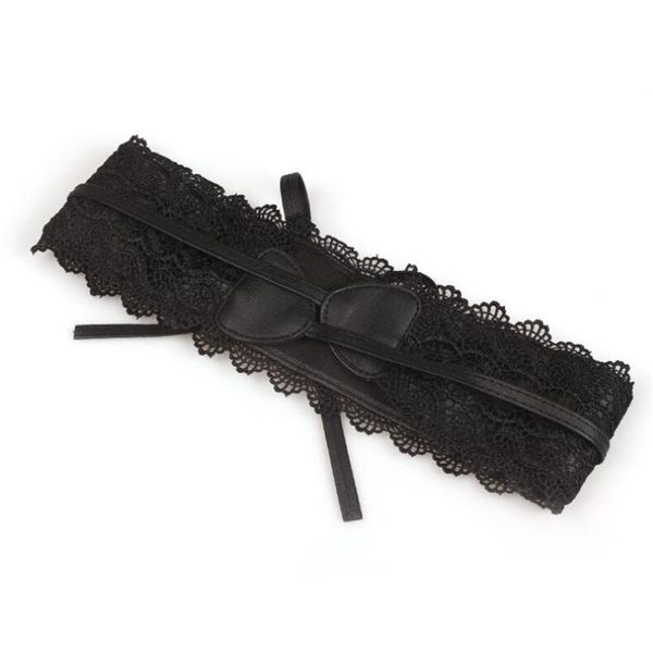 

self tie waistband belts for women fashion black white wide corset hollow flower belt female wedding dress waist band, Black;brown