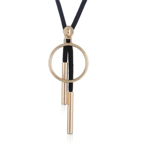 

qianraq simple geometric zipper rope long necklace women's sweater necklace jewelry female pendant long winter sweater chain, Silver