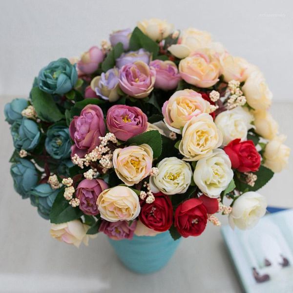 

10head/bouquet artificial silk flower small bud simulation romantic rose silk flower wedding home decoration fake1