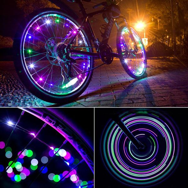

usb rechargeable bike wheel spokes lights 20 led wheel flash spoke night riding safety warning decoration flashling light