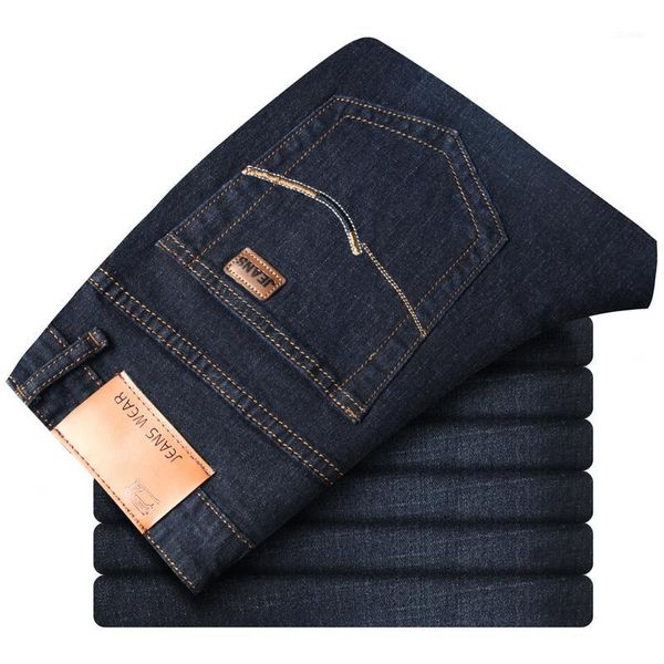 

men's jeans autumn and winter men's straight soft comfortable business casual plus size long pants four seasons fashion trousers1, Blue