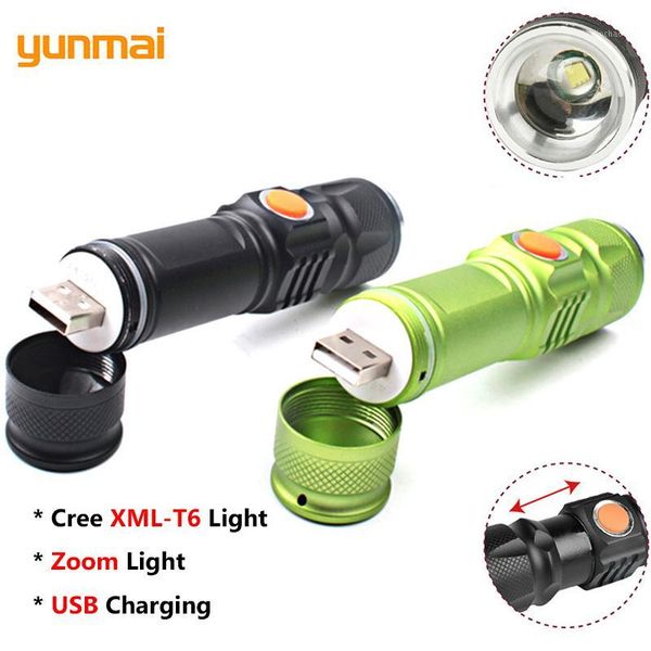 

yunmai usb rechargeable light new-t6 zoomable strobe portable torch built-in battery lamp adjustable lantern for camp1