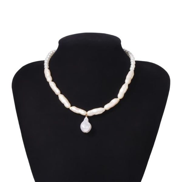 

gothic baroque white pearl choker necklace for women gold color punk big bead lariat pendant necklaces fashion jewelry, Golden;silver