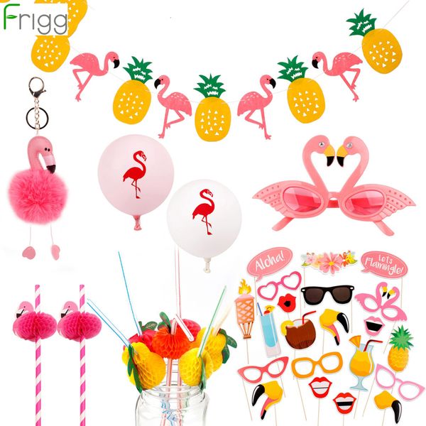 

frigg flowers artificial grass skirt hawaiian decoration luau wedding flamingo party table decor supplies