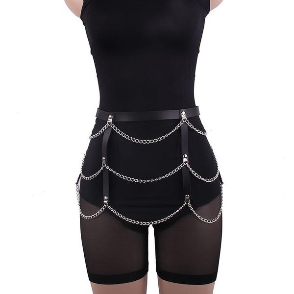 

женщины мода панк талии harness belt кожезаменитель rock регулируемый harajuku пояс с металлической цепью кисточкой женщин ремни, Black;brown