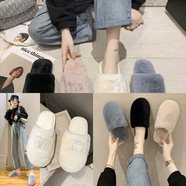 

lxe40bound men women winter cat plush slipper slippers men house warm fur plush slippers indoor bedroom flat shoes anti-skid home, Black