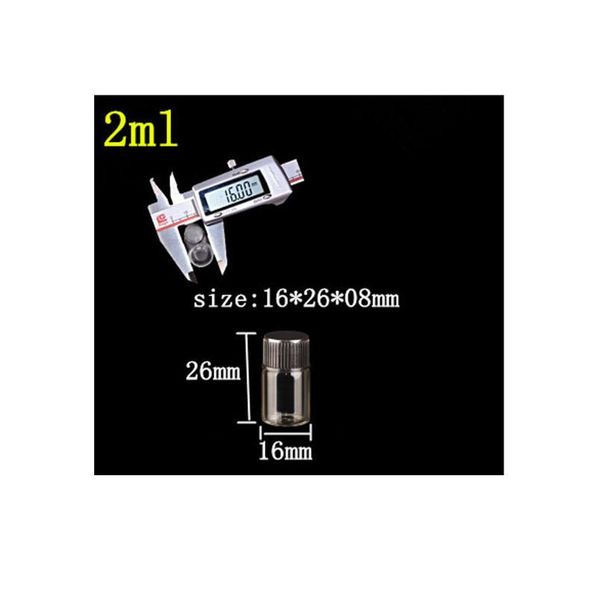 

16*26*8mm 2ml glass bottles with plastic lid transparent empty glass gift bottles jars black cap 10 jllmln