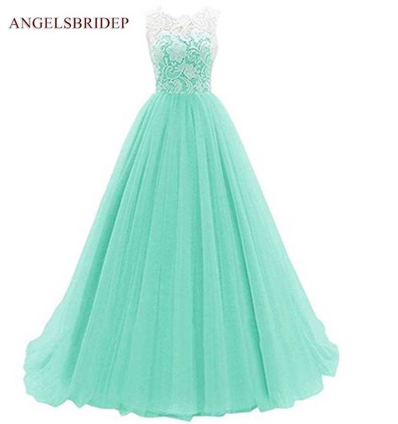

angelsbridep tulle evening dress long lace corset vestido longo fashion scoop-neck abendkleid formal wedding party gown hot, White;black