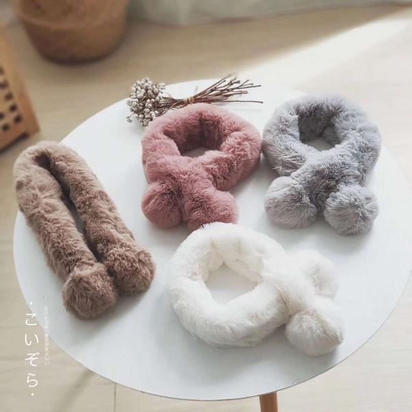 

korean children's scarf imitat rabbit , boys and girls' little baby plush scarf, winter versatile warm, Red;brown