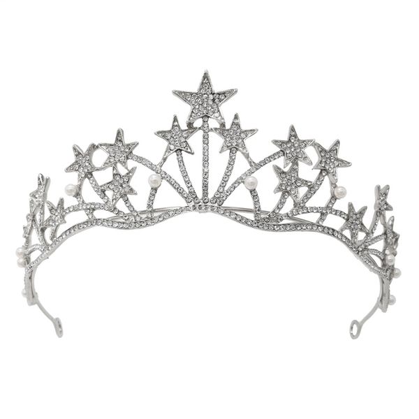 

мода урожай роскошный клип кристалл ручной блестящие волосы кристалл king queen корона аксессуары, Silver