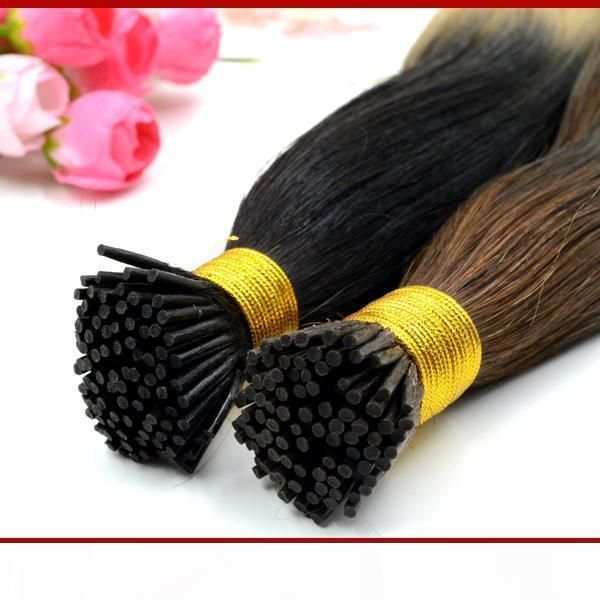

natural hair extensions keratin i-tip hair extensions 18" 20" 100% indiian prebonded human hair extensions 100g pack, Black