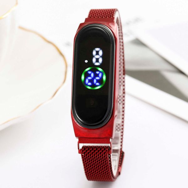

electronic watch women fashion casual sports watch men magnet buckle mesh belt watch trend simple female clock students gift, Silver