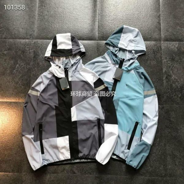 

2020 nk counters latest mens hooded hit color stitching thin and light ultra elastic skin coat sun protection clothing 0684, Black;brown