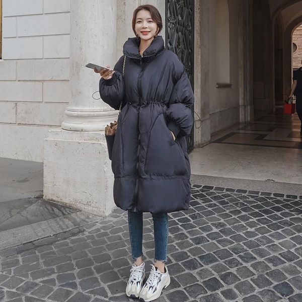 

women's down & parkas autumn winter 2021 female oversized coat mid-length waist trimming fashion thick warm loose casual women jacket b, Black