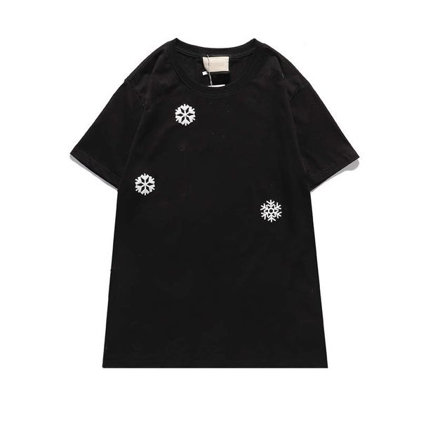 

Women's Hot T-shirts Fashion Printing Stereoscopic Pattern Tops Tees Classic Snowflake Pattern Breathable Men and Women Tshirt, White