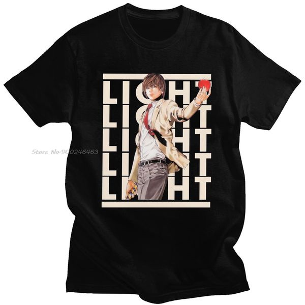 

sport fashion name light yagami tshirt short sleeve soft cotton anime tee shirt crew neck casual japanese manga death note t-shirt