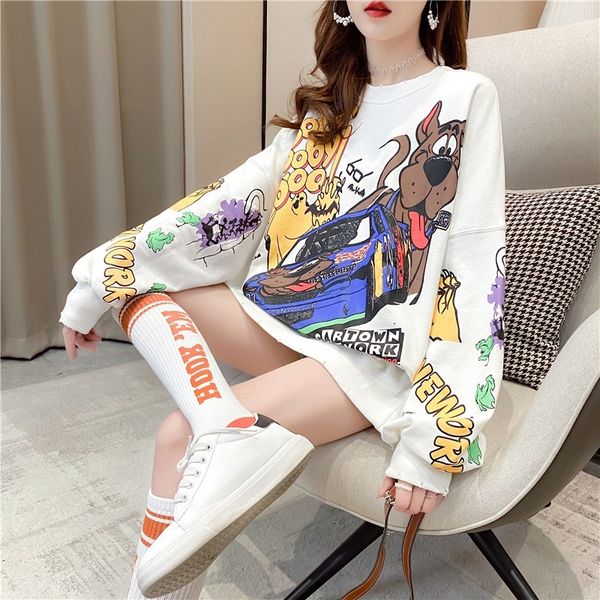 

hya9r korean women's mv 2020 long and autumn new loose women's sweater sweatercoat sweatercoat spring ins thin fashion mid spring, Black