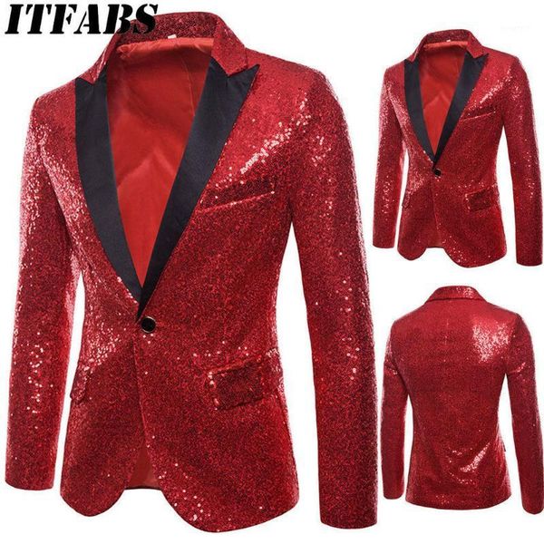 

luxury men's suit formal slim fit one button sequin blazer coat jacket nightclub hosted ceremonial studio gold sequin suit1, Black;brown