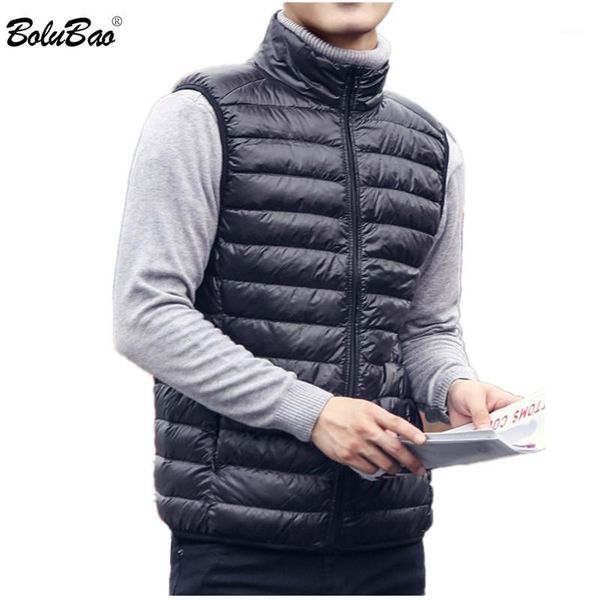 

bolubao brand men lightweight down vest coat autumn new men solid white duck down vest fashion casual male clothing1, Black
