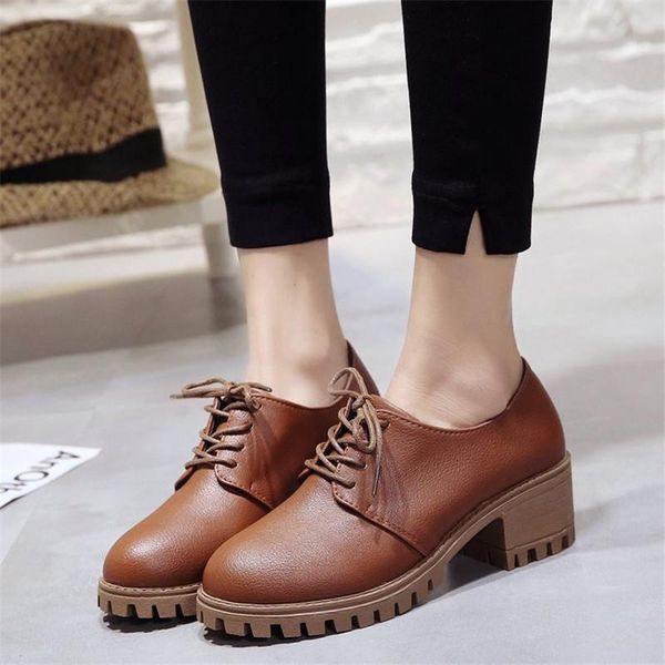 

dress shoes 2021 fashion style women heels single woman platform pumps pu leather casual zapatos de mujer, Black