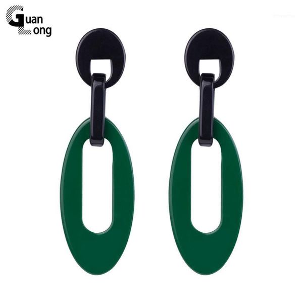 

vintage acrylic drop earrings for women statement big long geometric dangling resin earring fashion jewelry green dangle brincos1, Silver
