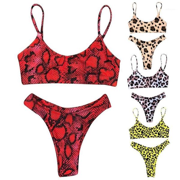 

women swimming suit leopard print bikinis for lady polyester for vacations swimming suit bathing two piece set1, White