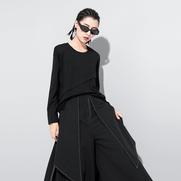

autumn and winter new style women's t- dark fashion brand cold wind splicing bottoming shirt long sleeve t-shirt for women 9o2v1, White