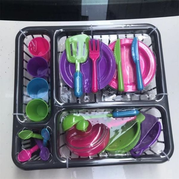 

toys 28pc kids kitchen dish playset children's kitchen tableware set family 28 pieces of kitchen utensils lj201009
