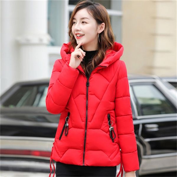 

2021 new female winter coat thin beige m-3xl plus size cotton jacket new autumn red korean fashion with hood parka lss5, Black