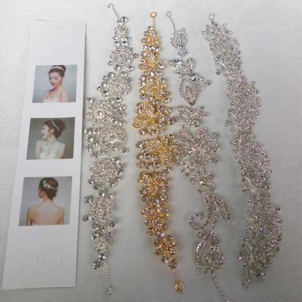 

newly rhinestone beads shiny crystal tiara crown hair wedding accessories head piece bride headwear headband hair band fashion, Golden;silver