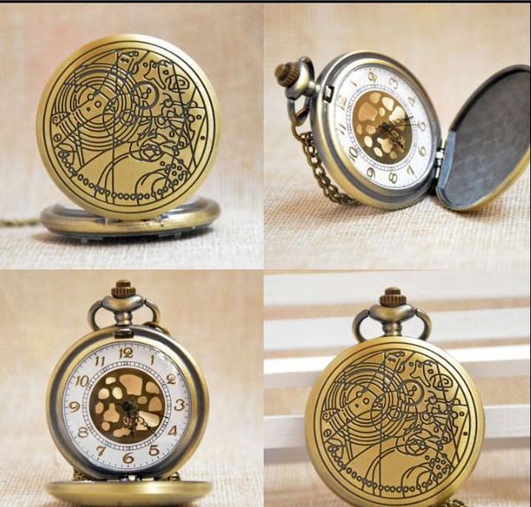 

bronze who style fashion quartz pocket watch gift men women watches ol6pl, Slivery;golden