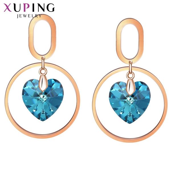 

Xuping Jewelry Unique Design Heart Shaped Crystals Earrings for Women Elegant Party Gift 20558, Silver