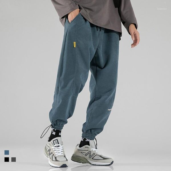 

2020 autumn new style trousers with drawstring stitching loose casual pants men baggy pants mens sweatpants jogging men1, Black