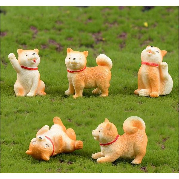 

little yellow dog miniature akita dog animal micro-landscape decoration moss fairy garden accessory bonsai cactus succulent diy