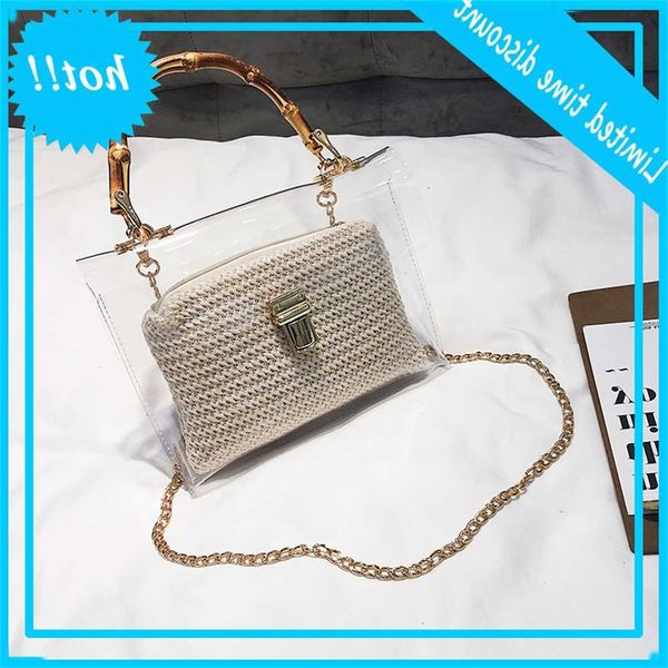 

summer 2020 small handbag transparent women's hand cups chain straight lady travel beach shoulder cross body bag vacation