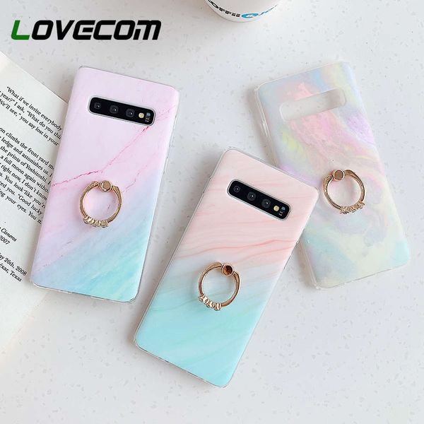 

qalovecom - marble gradual change mobile phone cover, soft matte back cover and ring support samsung s21, s20fe, s10, a51, a71, note 10