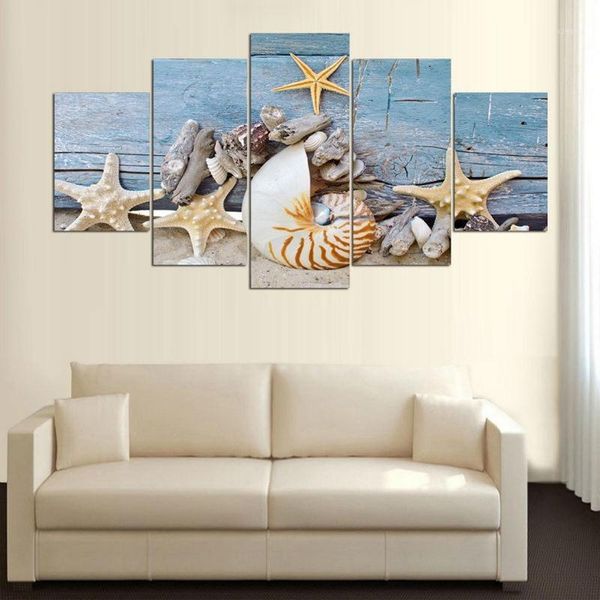 

paintings dropship modern decorative painting canvas 5-piece starfish shells wall pictures for living room poster1