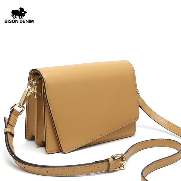 

bison denim cow leather crossbody bags for women 2020 travel shoulder bag fashion simple ladies handbags small flap bag b1631