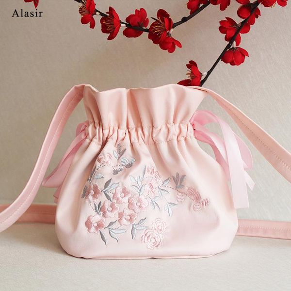 

alasir атласных вышитой hanfu сумка урожай мешки drawstring ancient коммуникатор женского мешок плеча artsy женщина плечо