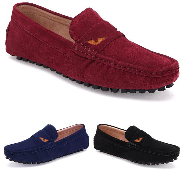 

non-brand men british peas shoes leather casual fashion breathable black blue red lazy overshoes size 38-44