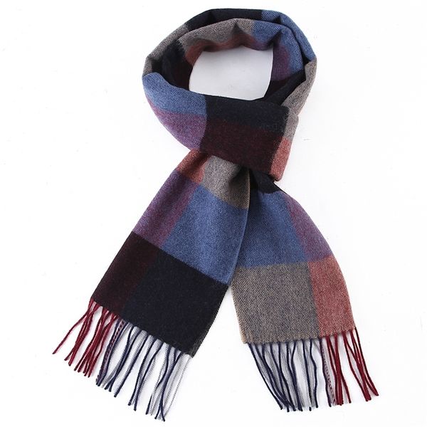 

new arrival wool scarf 100% plaid winter cashmere wool scarfs luxury thick fashion winter warm long soft male scarves y200110, Blue;gray