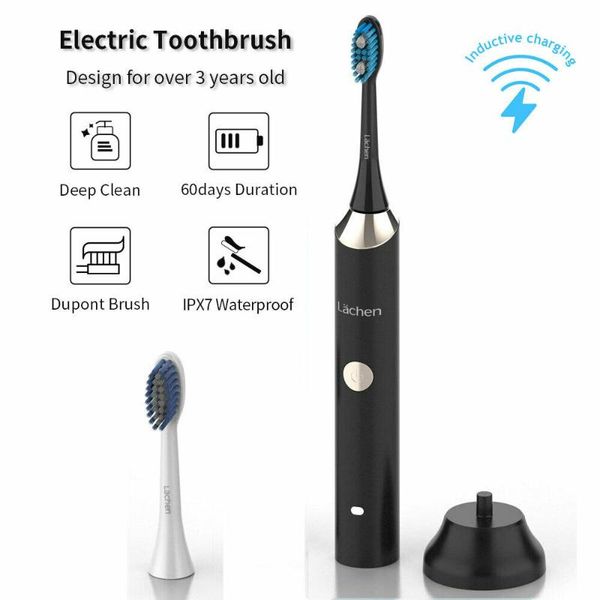 

smart electric toothbrush lachen 031 usb rechargeable waterproof sonic tooth brush with 2 head safety gift