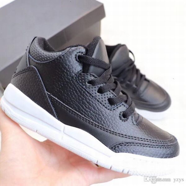 

3 retro kids katrina cyber monday basketball shoes youth boys girls 3s iii white cement sneaker with box, Black