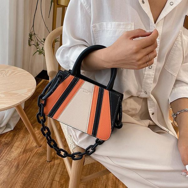 

2020 новая тенденция contrast малый tote сумки для женщин luxury кожа messenger плеча сумки lady chic chain crossbody сумочка сак