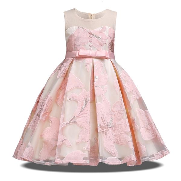 

flower tutu kids clothing satin elegent lace sleeveless girls dresses for children princess party custumes 3 4 6 8 10 12 years y200102, Red;yellow