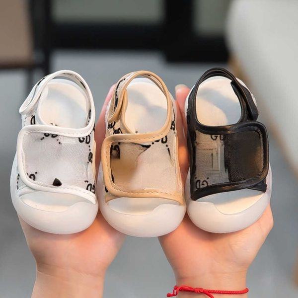 

2022 spring summer children hook&loop letters printed sandals designers infant babies walking shoes outdoor pu transparent toddlers prewalke, Black;red