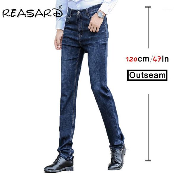 

tall mens120cm extra long jeans men plus size 28-40 42 44 mens cotton denim 2020 new autum winter straight classic jeans1, Blue