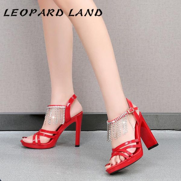 

sandals leopard land catwalk mannequin shoes flat heel black platform 11cm high for women summer lfd-9053-15