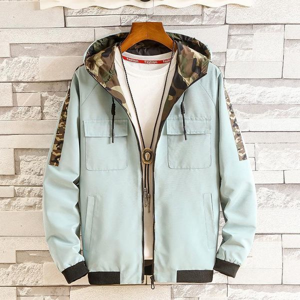 

2021 new men windbreaker autumn lightweight hooded coat up patchwork hoodies jacket korean clothes slim gyk0, Black;brown