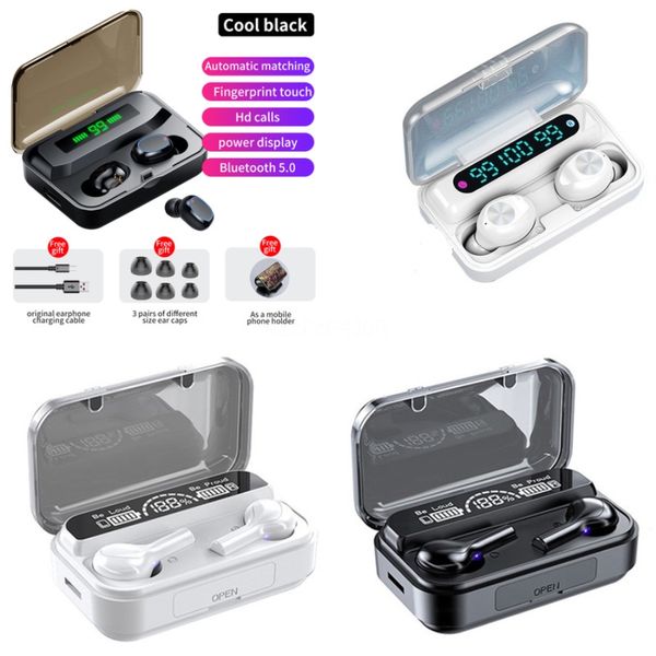 

f9-5 tws wireless bluetooth 5.0 earphones game in-ear earbuds stereo led power noise cancelling headset waterproof earphone#680